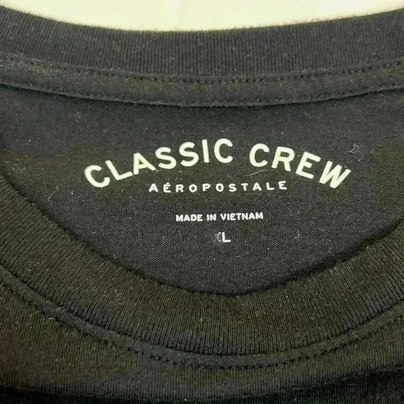 AEROPOSTALE BLACK EMROIDERED WOMENS TOP SHORT SLEEVE CLASSIC CREW‎ TSHIRT SIZE L - Picture 5 of 7